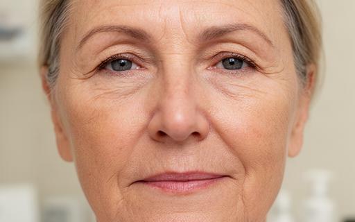 Pelle matura con tono irregolare prima di un percorso anti-age