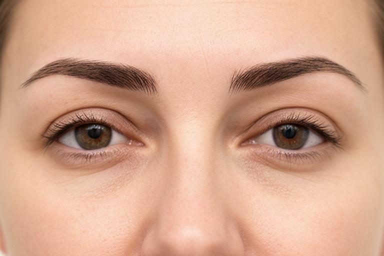 Sopracciglia naturali prima della definizione in un primo piano del viso