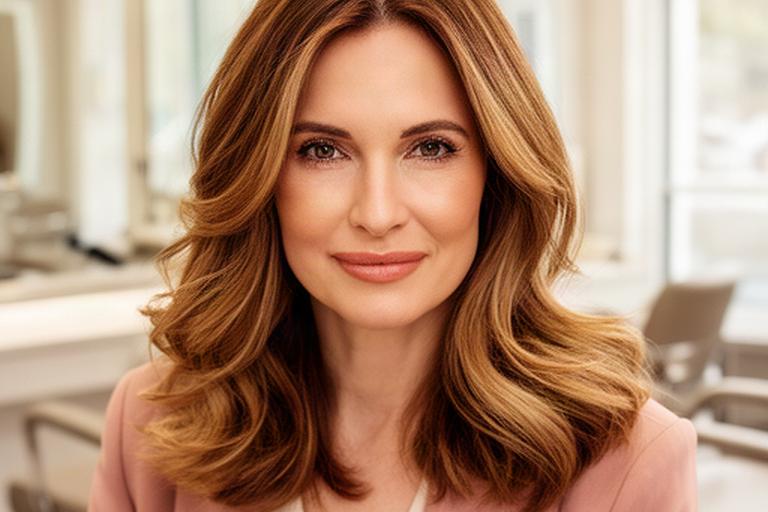 Donna con taglio medio e piega morbida per un look naturale e ordinato