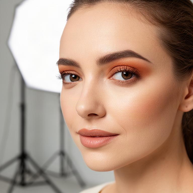 Trucco per shooting di content creator davanti a una luce naturale, con base uniforme in primo piano